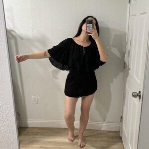 ViX Women's‎ Off Shoulder Short Sleeve Mini Dress Black Size S Swim Cover Vacay